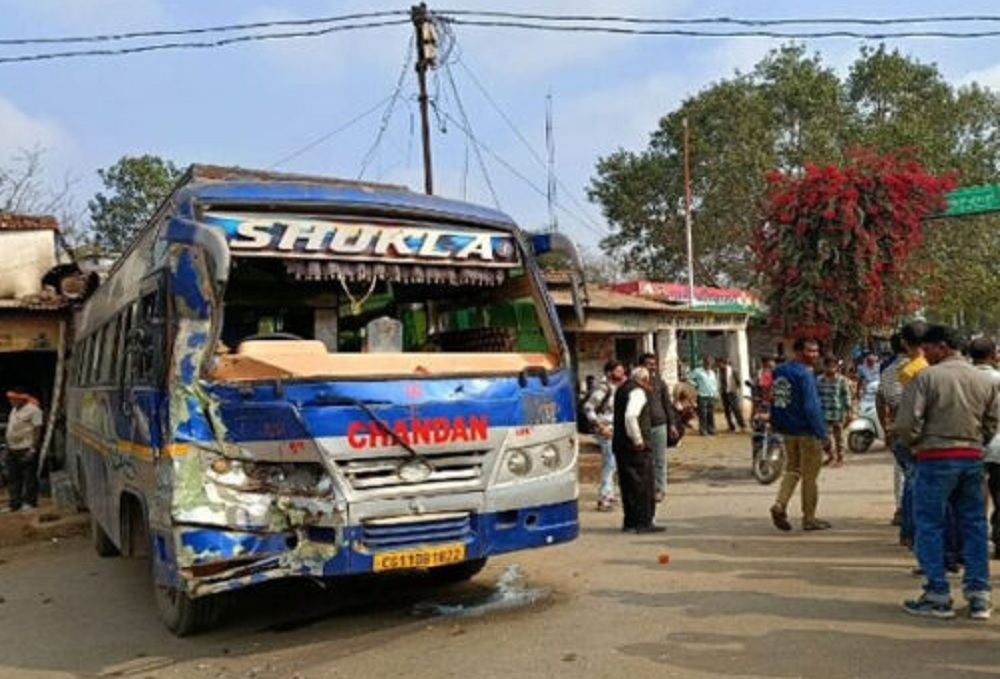 Bus full of passengers and capsule vehicle collide head on