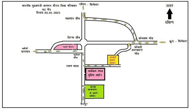 Route chart for parking